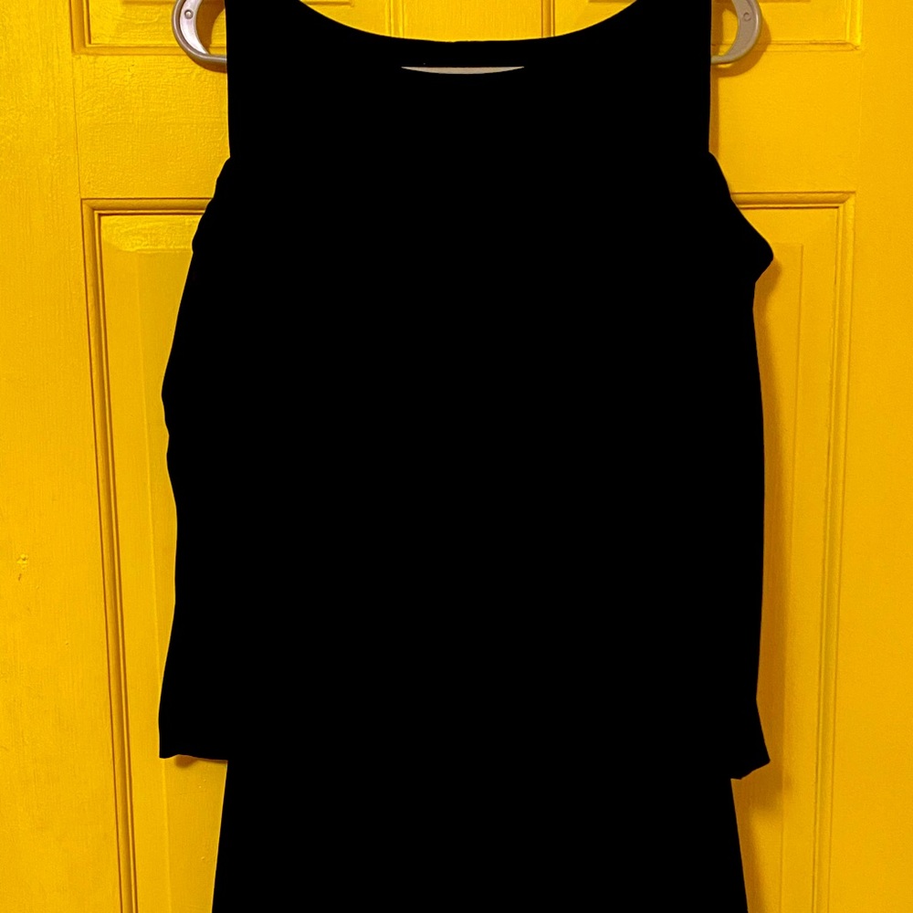 Black peek a boo sleeve dress